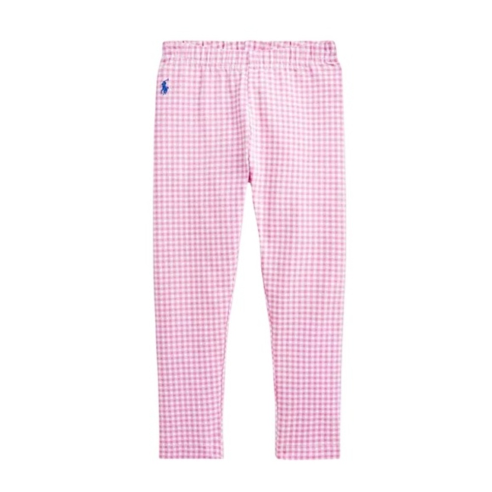 POLO RALPH LAUREN GIRLS GINGHAM STRETCH JERSEY LEGGINGS